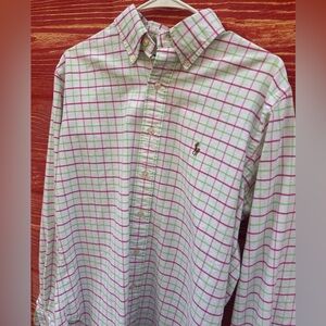 VTG Polo Ralph Lauren size 15.5/32/33 (M) Pink Green Checkered button down Shirt